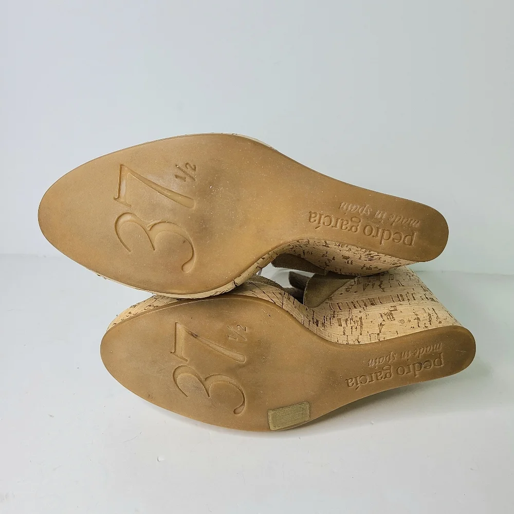 Pedro Garcia Tan Suede Ankle Strap Platform Espadrille Sandals